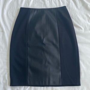 Black White House Black Market faux leather pencil skirt